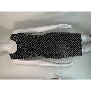 Vintage Scala Black Silver Beaded Silk Bodycon Dress Sz S Party Cocktail